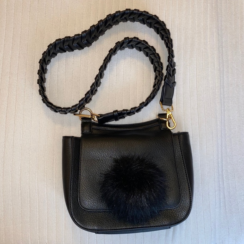 Anthropologie Jules Kae Black Pom Crossbody